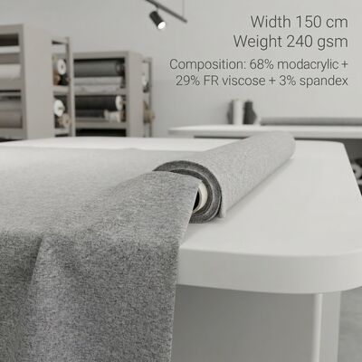 Modakrylowa FR Tkanina mieszana z 68% modakrylu + 29% FR lepkości + 3% spandeksu dla odporności na płomień < 2 sekundy i 240 gm masy