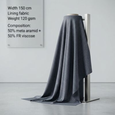 50% Meta-Aramid 50% FR Wiskoza Podszewka - Trwale trudnopalna 120 g/m² do odzieży ochronnej